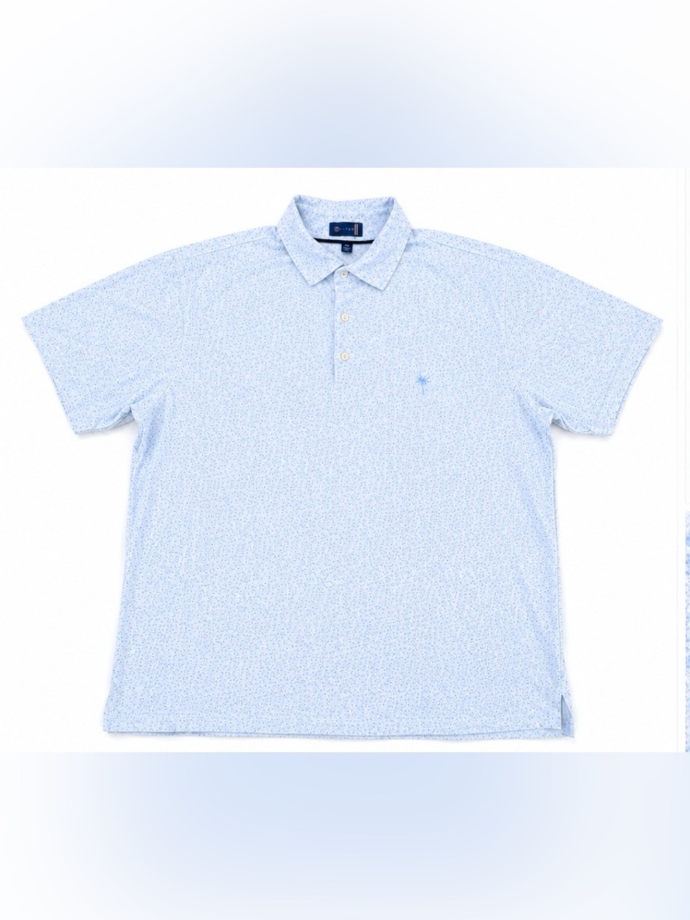 Men’s Stitch Polo Shirt XXL Light Blue Micro Print Golf Resort Casual
